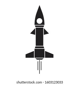 Rocket icon in a flat style. Space rocket launch. Spaceship.  Vector.
