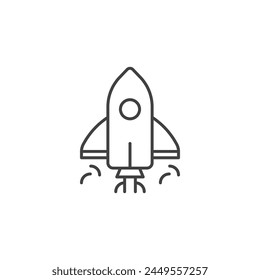 Rocket icon in flat style. Space ship vector illustration on isolated background. Transport sign business concept.