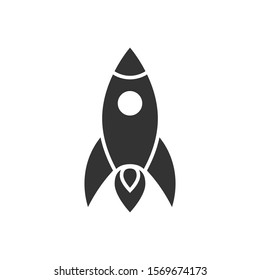 Rocket icon in flat style. Spaceship launch vector illustration on white isolated background. Sputnik  business concept.