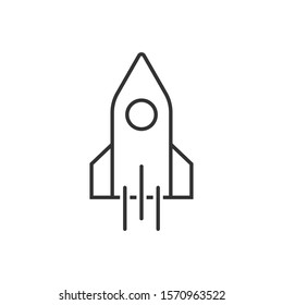Rocket icon in flat style. Spaceship launch vector illustration on white isolated background. Sputnik  business concept.