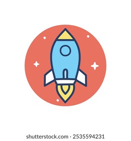 Rocket icon in flat style. Spaceship vector illustration on white isolated background. Startup business concept.