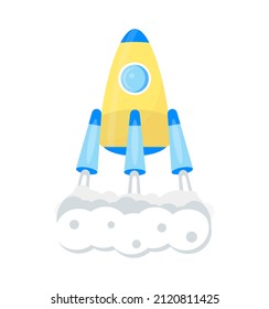 Raketensymbol im flachen Stil. Stratup Symbol für Business Web, Banner, Infografiken.