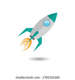 Rocket icon in flat style, vector illustration