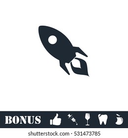 Rocket icon flat. Vector illustration symbol and bonus pictogram