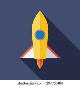 Rocket Icon. Flat Vector Icon With Long Shadow Design Collection.