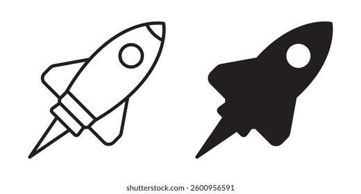 Rocket icon. Flying rocket icons.