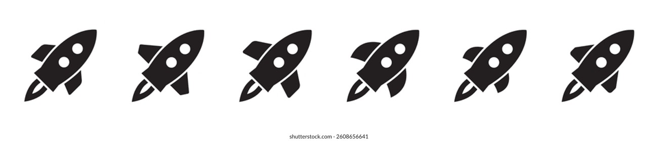 Rocket icon. Flying rocket icons set.