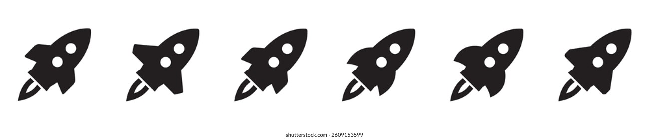 Rocket icon. Flying rocket icons set.