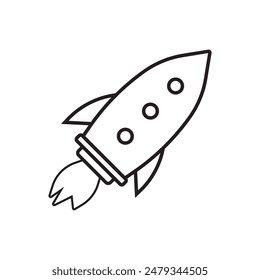 A rocket icon, rocket flying outline vector icon, boosts up concept icon