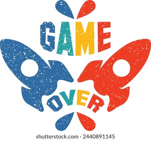 Rocket icon Game Over design for gamer game lover interface with rocket 