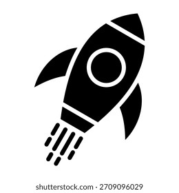 Ilustración vectorial de diseño de glifo de icono de cohete