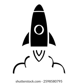 Rocket icon in glyph style. Startup icon in glyph style