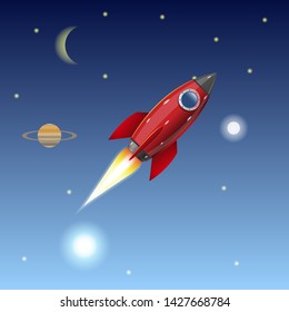 Rocket, icon. Graphic template. Vector illustration