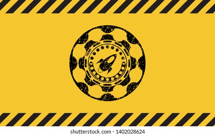 rocket icon grunge warning sign emblem. Vector Illustration. Detailed.