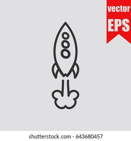 Rocket icon hand drawn doodle sketch isolated on grey background.Vector illustration.
