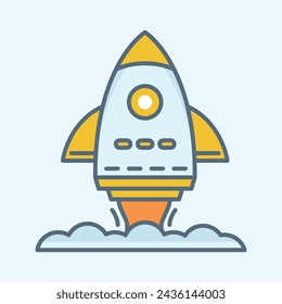 Rocket icon illustration. Flat graphic icon technology