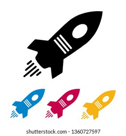Rocket icon illustration isolated vector, Modern and trendy design, rocket sign symbol, astronaut transportation 