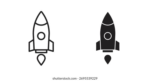 Colección de ilustraciones de iconos de cohete. contorno de trazo editable y estilo plano