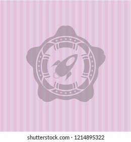 rocket icon inside badge with pink background