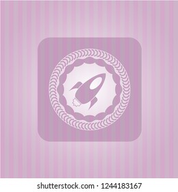 rocket icon inside badge with pink background