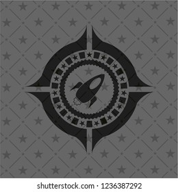 rocket icon inside black badge