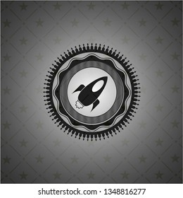 rocket icon inside black emblem. Vintage.