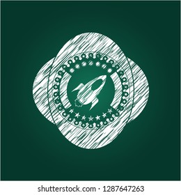rocket icon inside chalk emblem