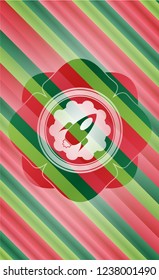 rocket icon inside christmas colors badge.