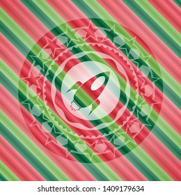 rocket icon inside christmas colors style emblem.