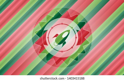 rocket icon inside christmas emblem.