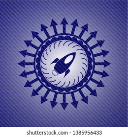 rocket icon inside emblem with jean high quality background