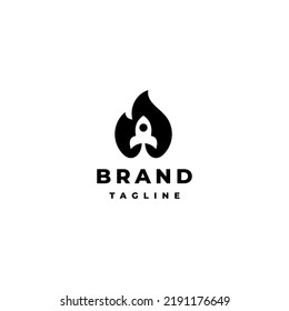 Rocket Icon Inside Flame Symbol Logo