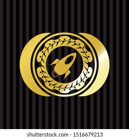 rocket icon inside gold badge
