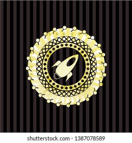 rocket icon inside golden badge