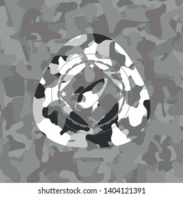 rocket icon inside grey camo texture