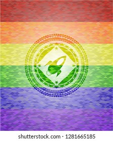 rocket icon inside lgbt colors emblem 