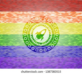 rocket icon inside lgbt colors emblem 