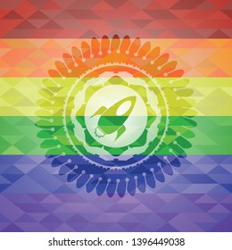 rocket icon inside lgbt colors emblem 
