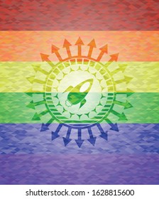 rocket icon inside lgbt colors emblem 