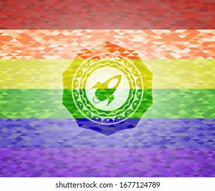 rocket icon inside lgbt colors emblem 