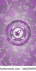 Raketensymbol in rosa und violettem Tarnsymbol