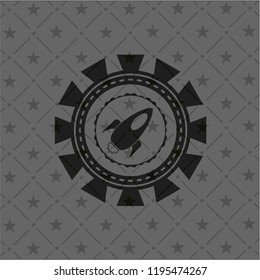 rocket icon inside realistic black emblem