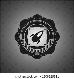 rocket icon inside realistic black emblem
