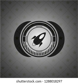 rocket icon inside realistic black emblem
