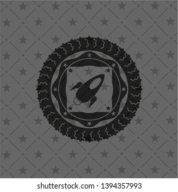rocket icon inside realistic black emblem