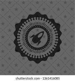 rocket icon inside realistic dark emblem