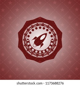 rocket icon inside red emblem. Vintage.