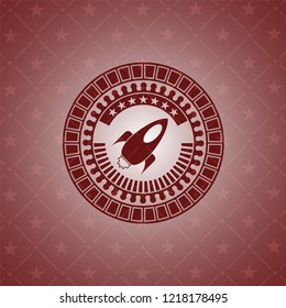 rocket icon inside red emblem. Retro