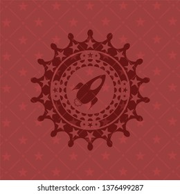 rocket icon inside red emblem. Retro