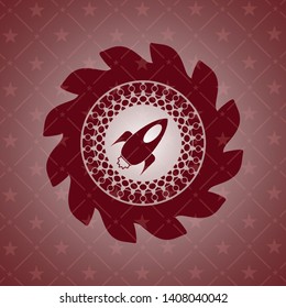 rocket icon inside red emblem. Retro